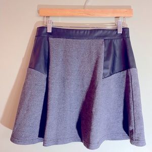 Say What? Gray with Black Faux Leather Skirt Size Small